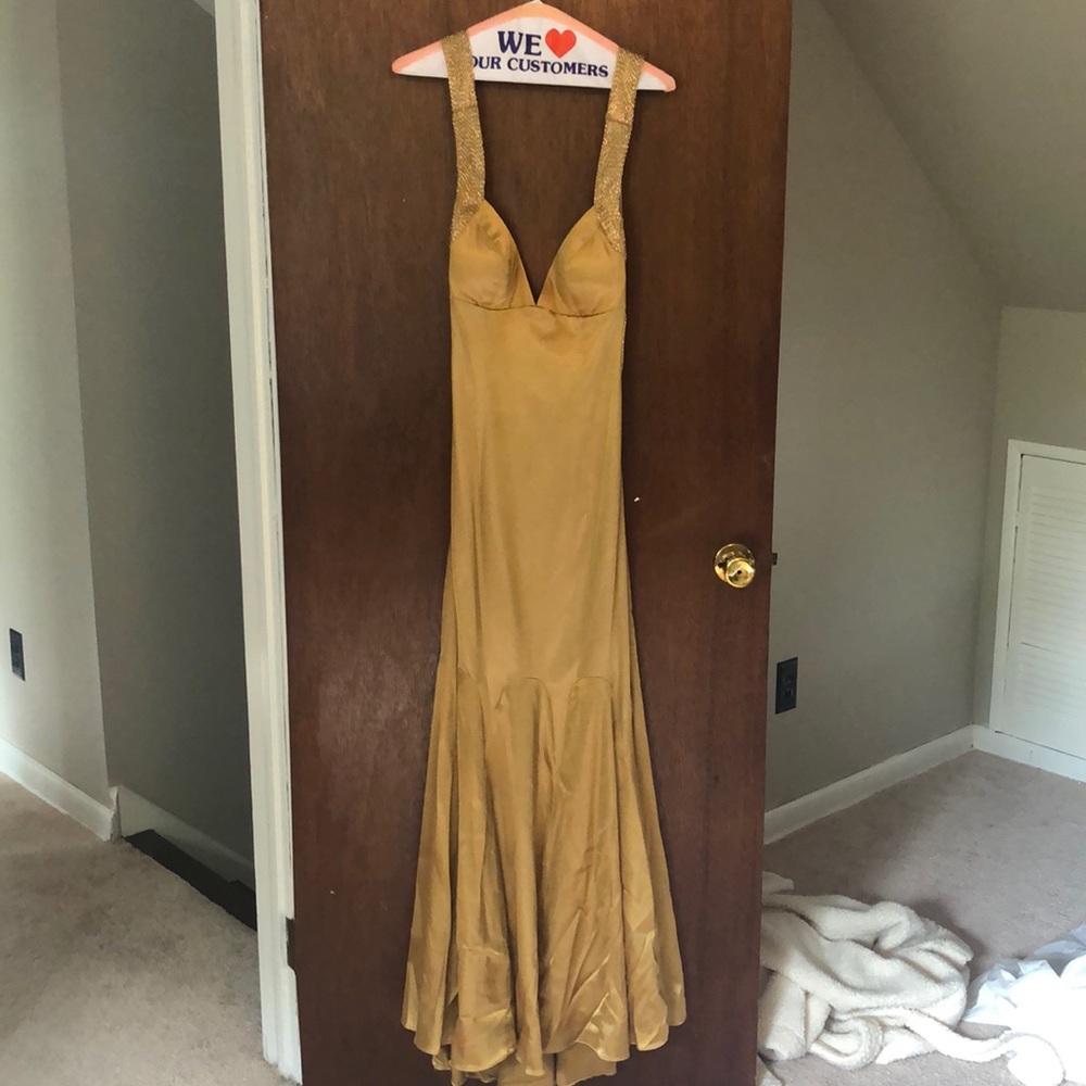 Gold silk prom dress